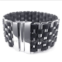Heren Leren Titanium Armband