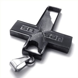 Jezus Kruis Titanium Hanger (Zwart)