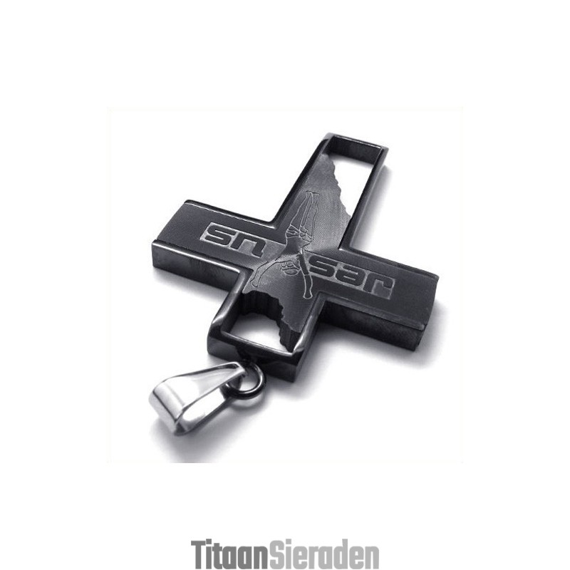 Jezus Kruis Titanium Hanger (Zwart) Jezus Kruis Titanium Hanger (Zwart)