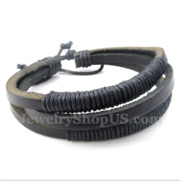 Heren Leren Titanium Armband