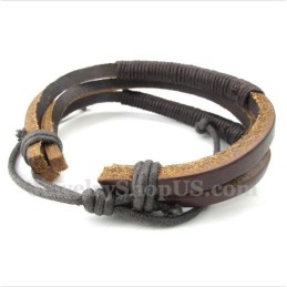 Heren Leren Titanium Armband