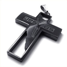 Jezus Kruis Titanium Hanger (Zwart)