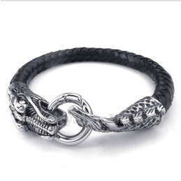 Heren Leren Titanium Armband
