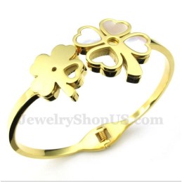 Heren Titanium Gouden Klaver Armband