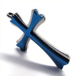 Nieuwe Stijl Kruis Titanium Hanger (Blauw)