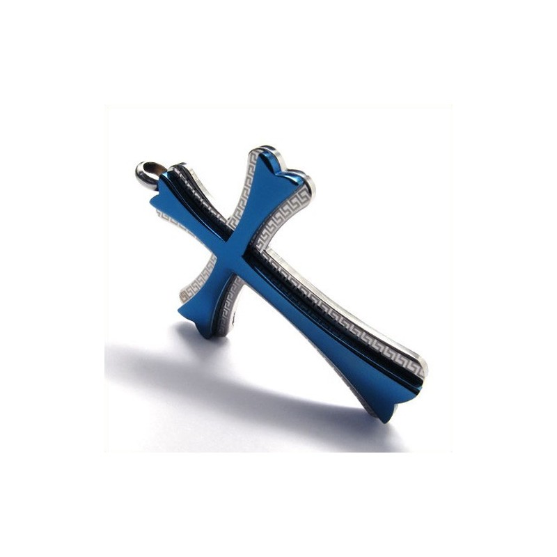 Nieuwe Stijl Kruis Titanium Hanger (Blauw) Nieuwe Stijl Kruis Titanium Hanger (Blauw)
