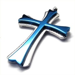 Nieuwe Stijl Kruis Titanium Hanger (Blauw)
