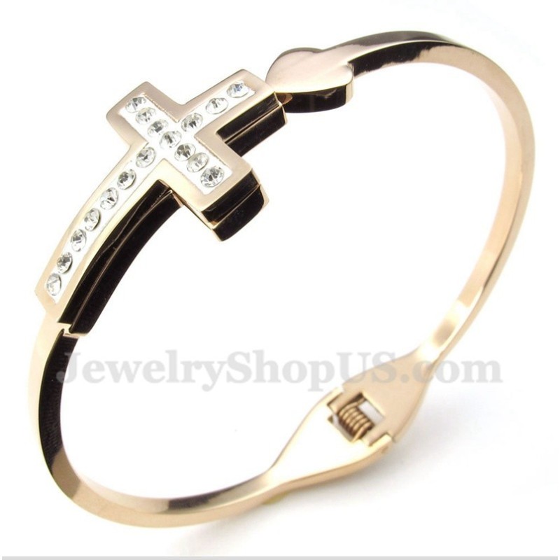 Heren Titanium Roségouden Kruisarmband Heren Titanium Roségouden Kruisarmband