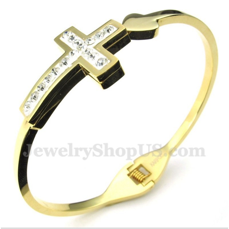 Titanium Gouden Kruisarmband Voor Heren Titanium Gouden Kruisarmband Voor Heren