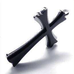 Nieuwe Stijl Kruis Titanium Hanger (Zwart)