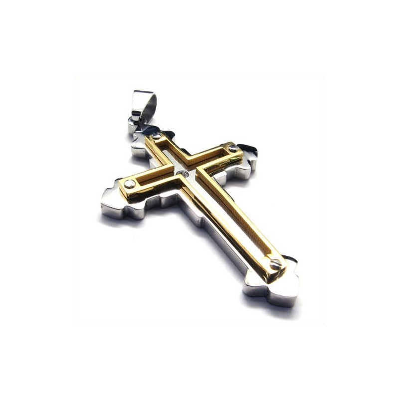 Mode Titanium Kruishanger Ketting Voor Heren (Goudkleurig) Mode Titanium Kruishanger Ketting Voor Heren (Goudkleurig)