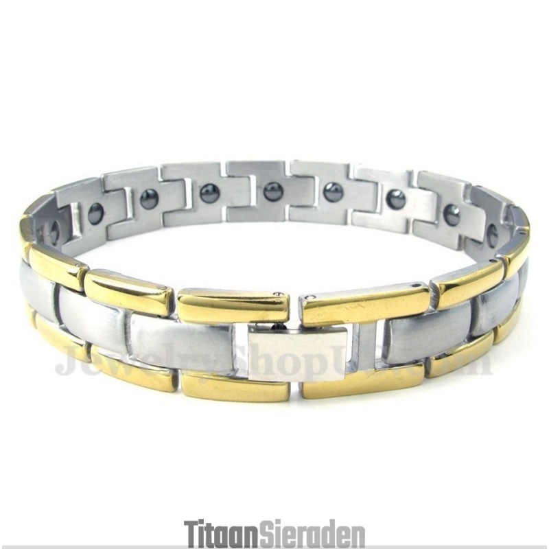 Heren Titanium Magneet Gouden Armband Heren Titanium Magneet Gouden Armband