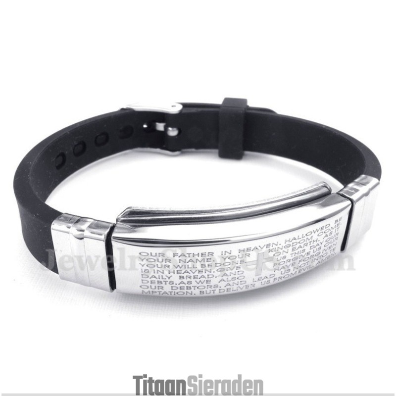 Heren Titanium Rubberen Bijbelvers Armband Heren Titanium Rubberen Bijbelvers Armband
