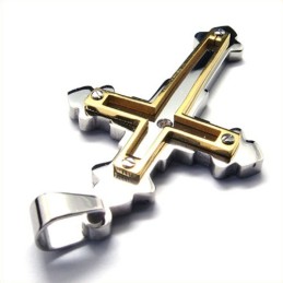 Mode Titanium Kruishanger Ketting Voor Heren (Goudkleurig)