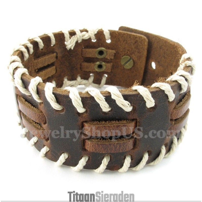 Heren Leren Titanium Armband Heren Leren Titanium Armband