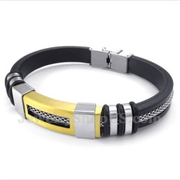 Heren Titanium Rubberen Gouden Armband