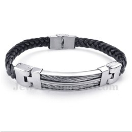 Heren Titanium Leren Armband