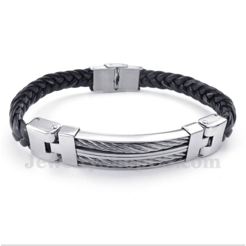 Heren Titanium Leren Armband Heren Titanium Leren Armband