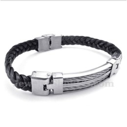 Heren Titanium Leren Armband