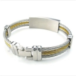 Heren Titanium Griekse Meanderpatroon Kabelarmband
