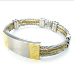 Heren Titanium Griekse Meanderpatroon Kabelarmband