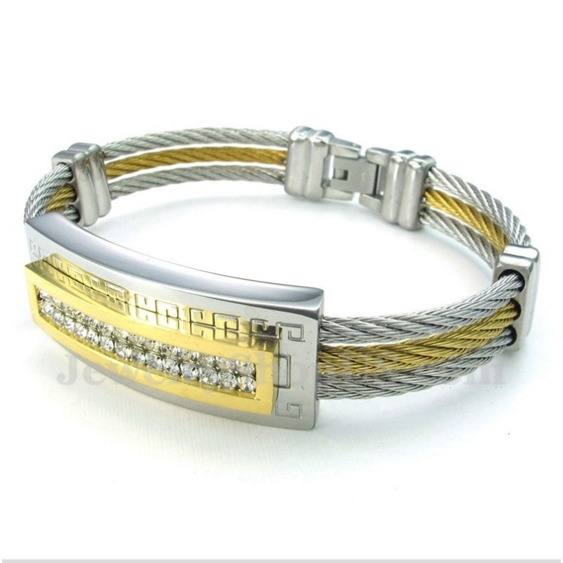 Heren Titanium Griekse Meanderpatroon Kabelarmband Heren Titanium Griekse Meanderpatroon Kabelarmband