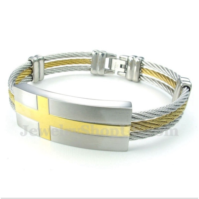 Titanium Cross Cable Armband Voor Heren Titanium Cross Cable Armband Voor Heren