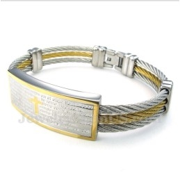 Titanium Kabelarmband Met Bijbelvers Voor Heren