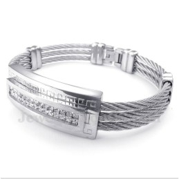 Heren Titanium Diamant Kabel Armband