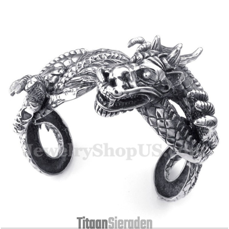 Heren Titanium Gegoten Drakenarmband