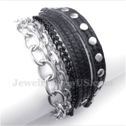 Heren Titanium Leren Armband