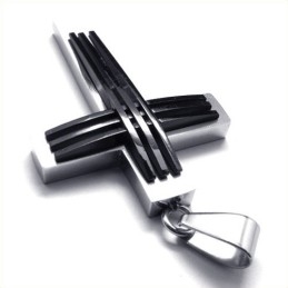 Nieuwe Stijl Geweven Kruis Titanium Hanger (Zwart)