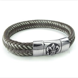 Heren Titanium Leren Kabelarmband