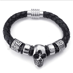 Heren Leren Titanium Armband