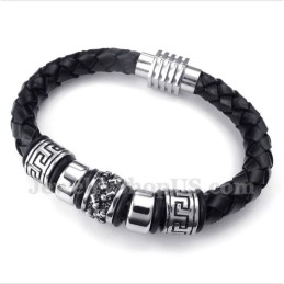 Heren Leren Titanium Armband