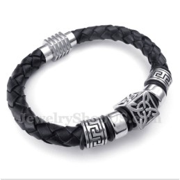 Heren Leren Titanium Armband