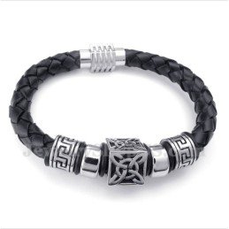 Heren Leren Titanium Armband