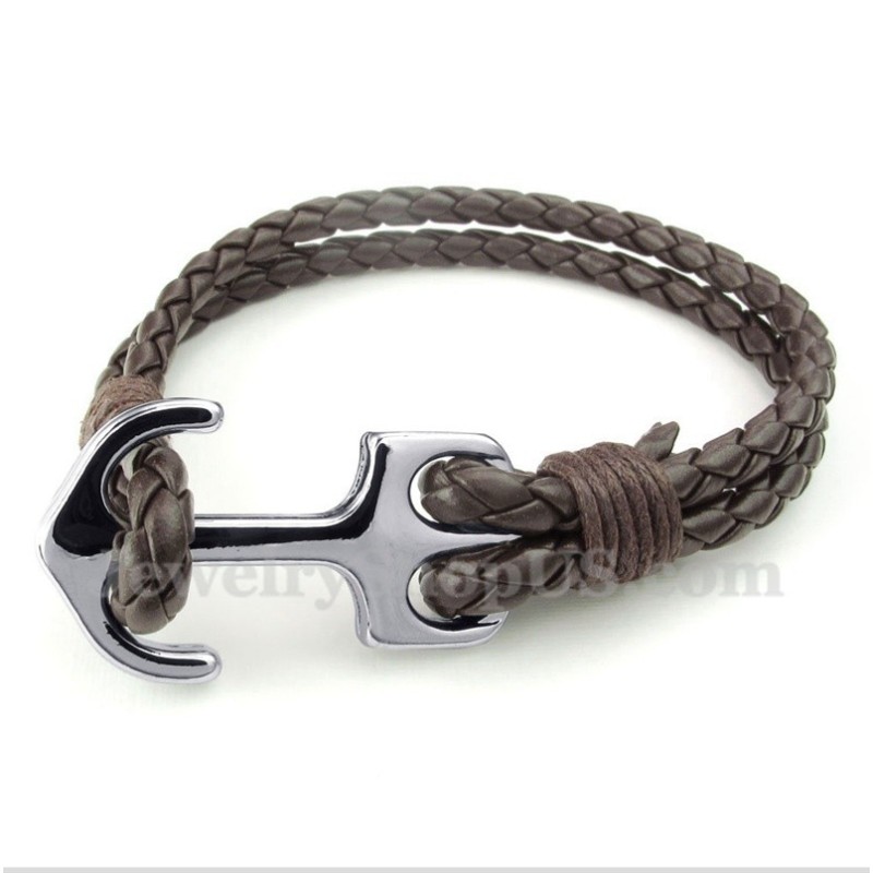 Heren Leren Ankerarmband Heren Leren Ankerarmband