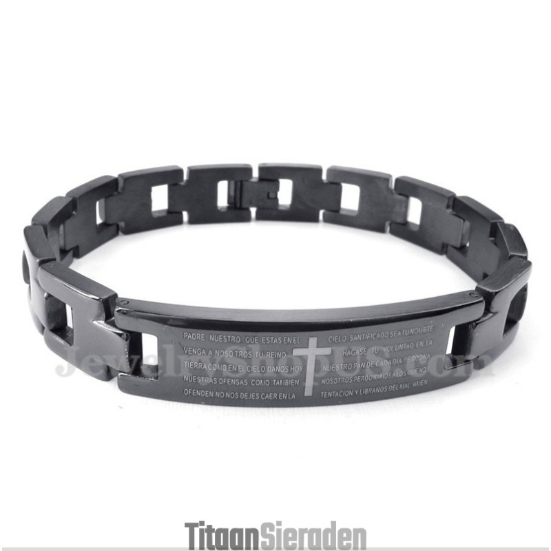 Titanium Kruis-Bijbelversarmband Voor Heren