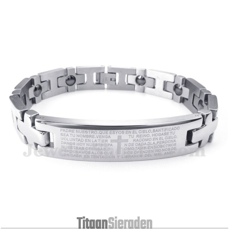 Heren Titanium Kruis Bijbelvers Magneet Armband Heren Titanium Kruis Bijbelvers Magneet Armband