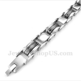 Herenarmband Van Titanium Met Griekse Meanderpatroon In Zwart