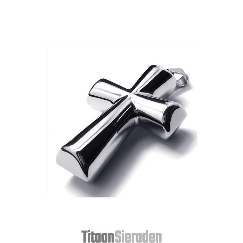 Mode Kolom Kruis Titanium Hanger (Zilver)