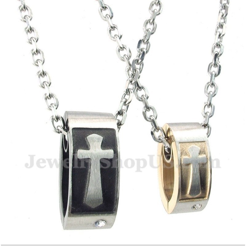 Titanium Kruishanger Voor Koppels Met Gratis Ketting (Één Paar)