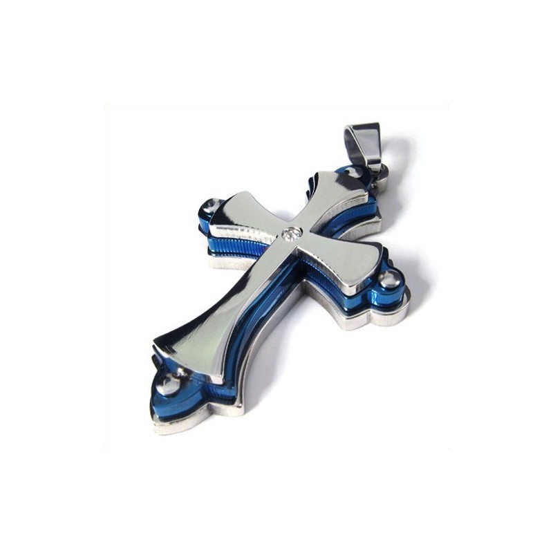Drielaags Kruis Titanium Hanger (Blauw) Drielaags Kruis Titanium Hanger (Blauw)