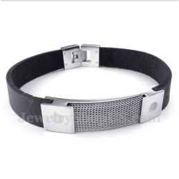 Heren Titanium Armor Mesh Leren Armband