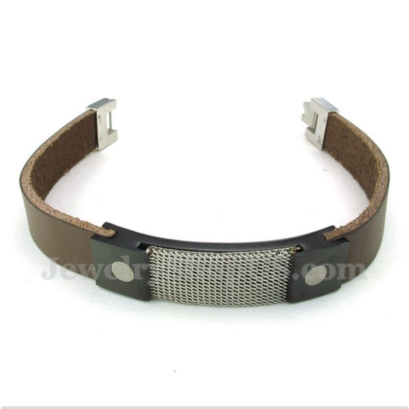 Heren Titanium Armor Mesh Leren Armband Heren Titanium Armor Mesh Leren Armband
