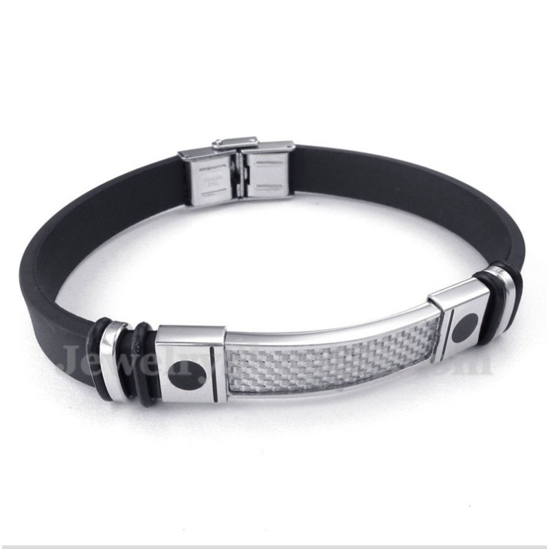 Heren Titanium Koolstofvezel Rubberen Armband Heren Titanium Koolstofvezel Rubberen Armband
