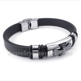 Heren Titanium Grieks Meanderpatroon Kruis Rubberen Armband