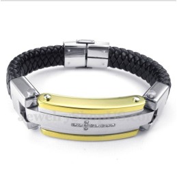 Heren Titanium Diamanten Kruis Leren Armband