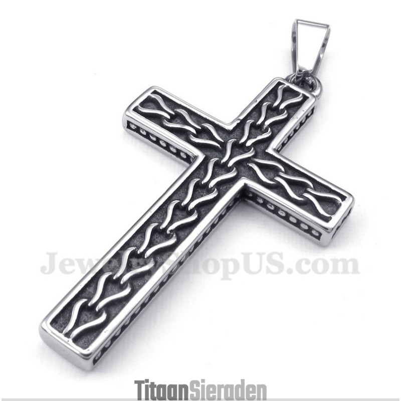 Titanium Gegoten Kettingkruishanger Voor Heren Met Gratis Ketting Titanium Gegoten Kettingkruishanger Voor Heren Met Gratis Ketting